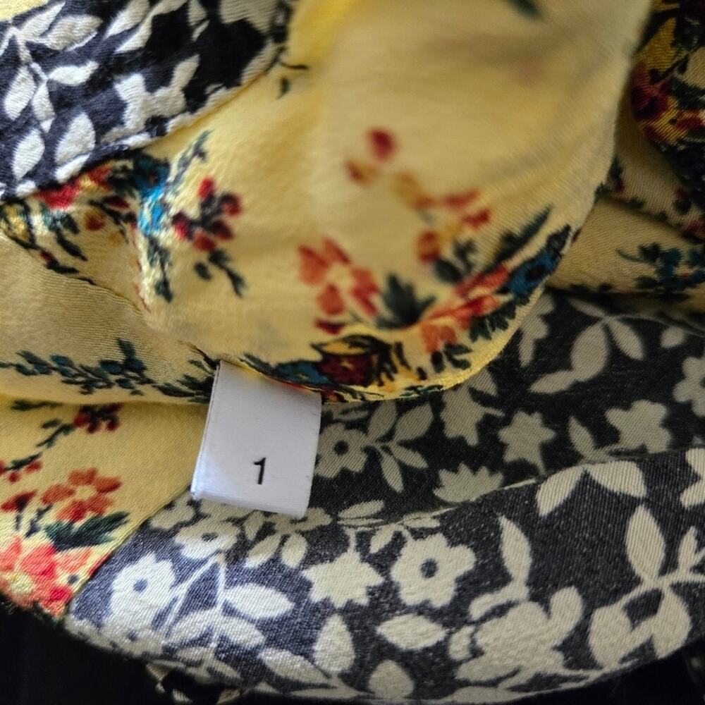 Sandro Paris Patchwork Silk Floral Mini Dress Size 1 S - Boho French Girl - Picture 5 of 14